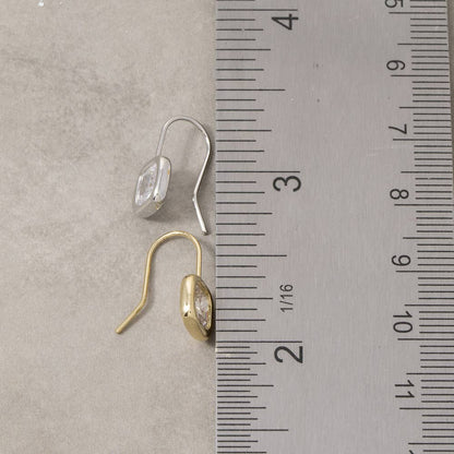 Gold Dipped Small Cushion Bezel Cz Wire Drop Earrings: GOLD