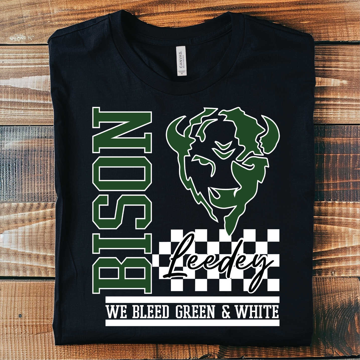 Brenda- Leedey Bison We Bleed Spirit Tee: Black Adult  Long Sleeve