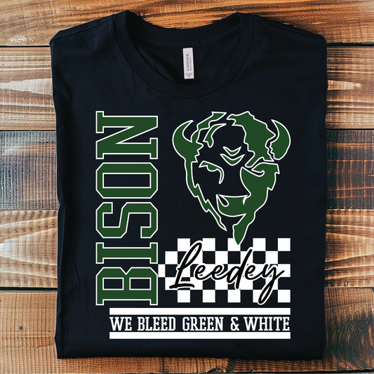 Brenda- Leedey Bison We Bleed Spirit Tee: Black Adult  Long Sleeve