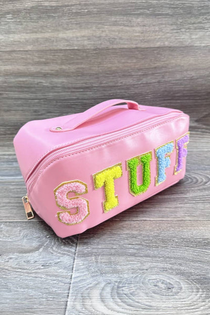 PU MAKEUP BAG WITH STUFF : Pink