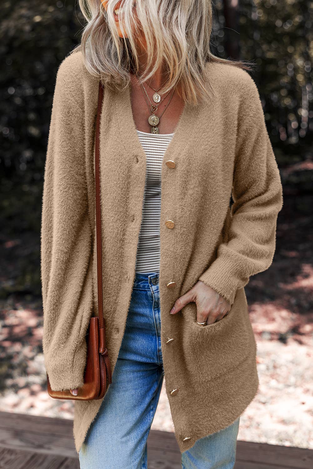 LDC Solid Color Cardigan Sweater: Smoke Gray