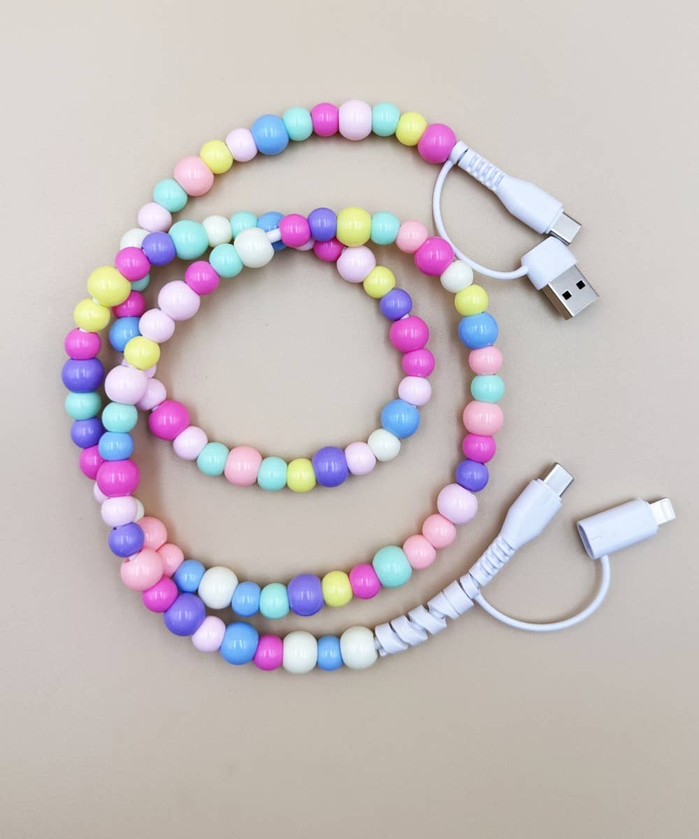 BEADED PHONE CHARGING CABLE 4-IN-1  : Multi-Colored