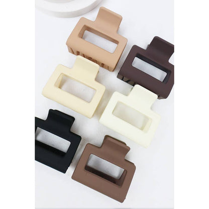 Neutral Tone Matte Rectangle Medium Hair Clip: MIX COLOR