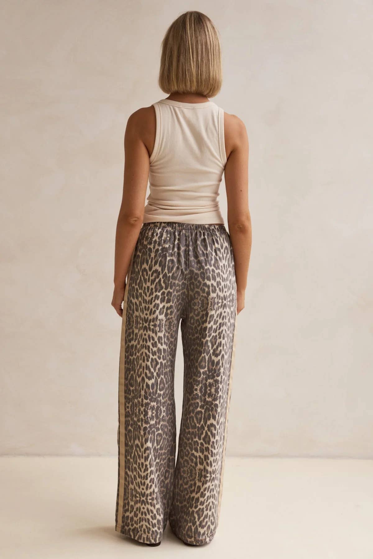 Effortless &  chic Leopard print stripe bar long pants: Leo