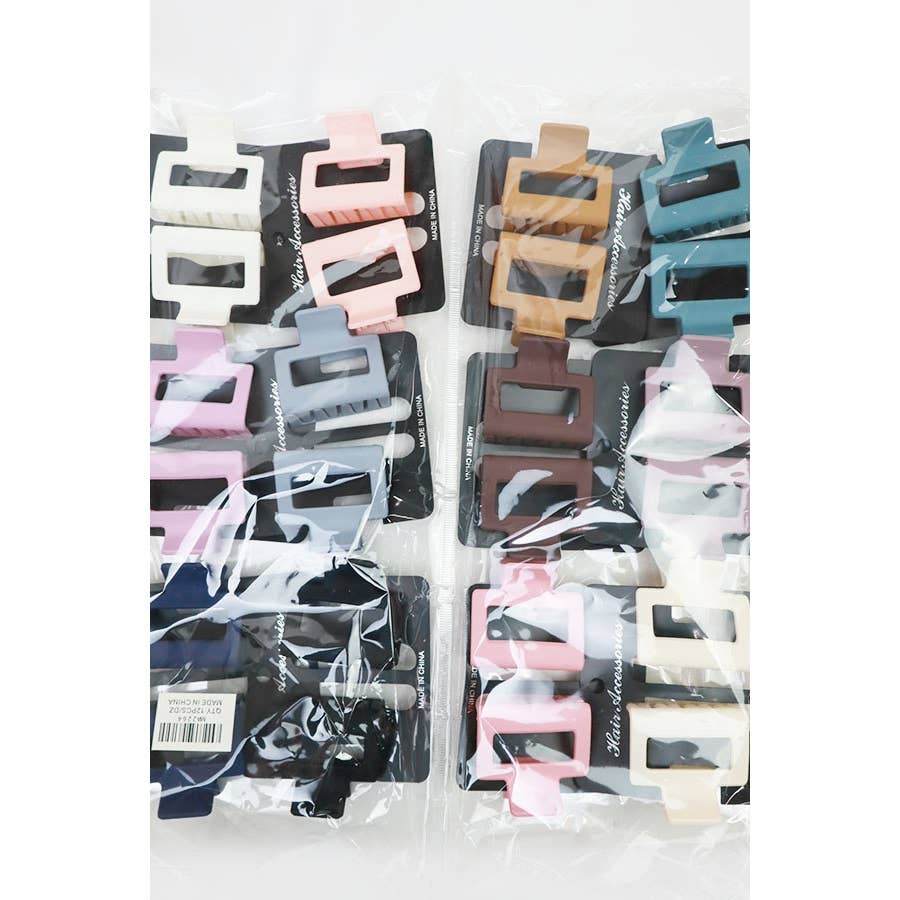 Matte Color Rectangle Medium Hair Clip: MIX COLOR