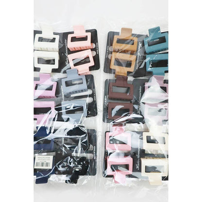 Matte Color Rectangle Medium Hair Clip: MIX COLOR