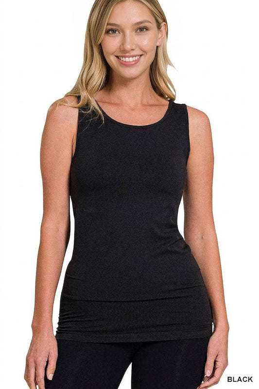Scoop Neck Seamless Tank Top - Zenana: BLACK-149891 / L/XL