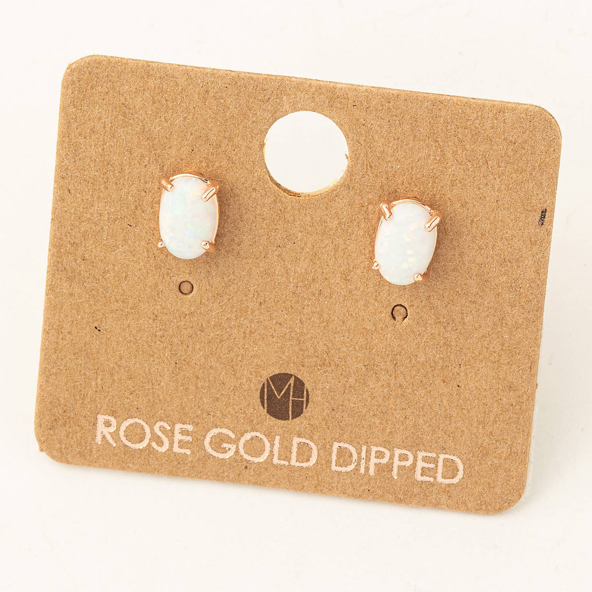 Gold Dipped Opal Stone Stud Earrings: G
