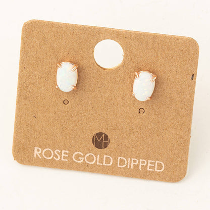 Gold Dipped Opal Stone Stud Earrings: G
