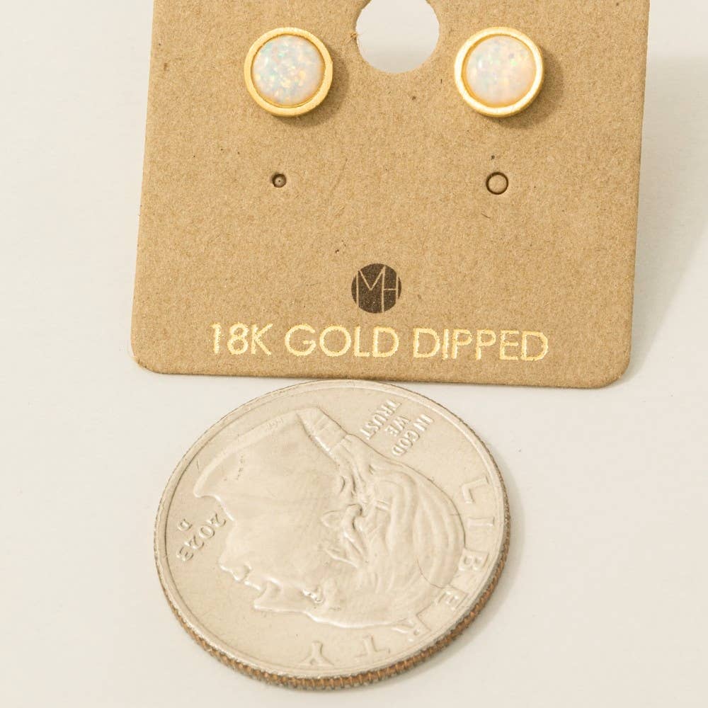 Circular Opal Stud Earrings: G