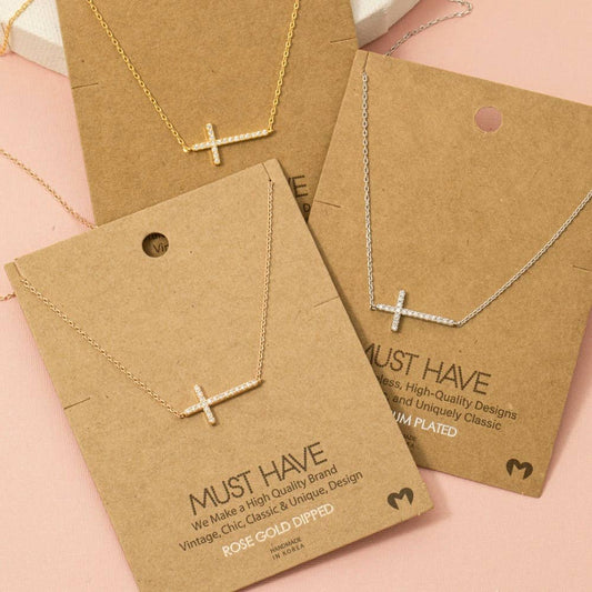 Cross Jewel Pendant Necklace: G