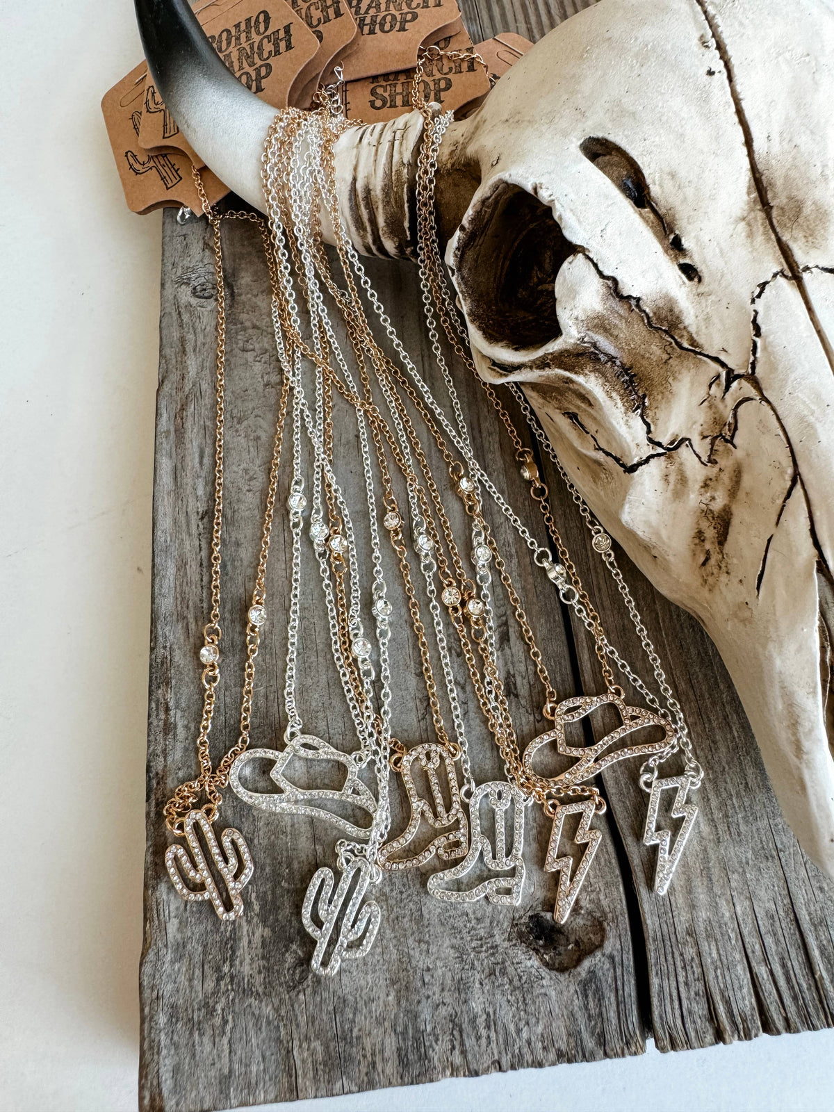 Western Dainty Silver gold Necklace - cowboy boots hat bow: COWBOY HAT - GOLD