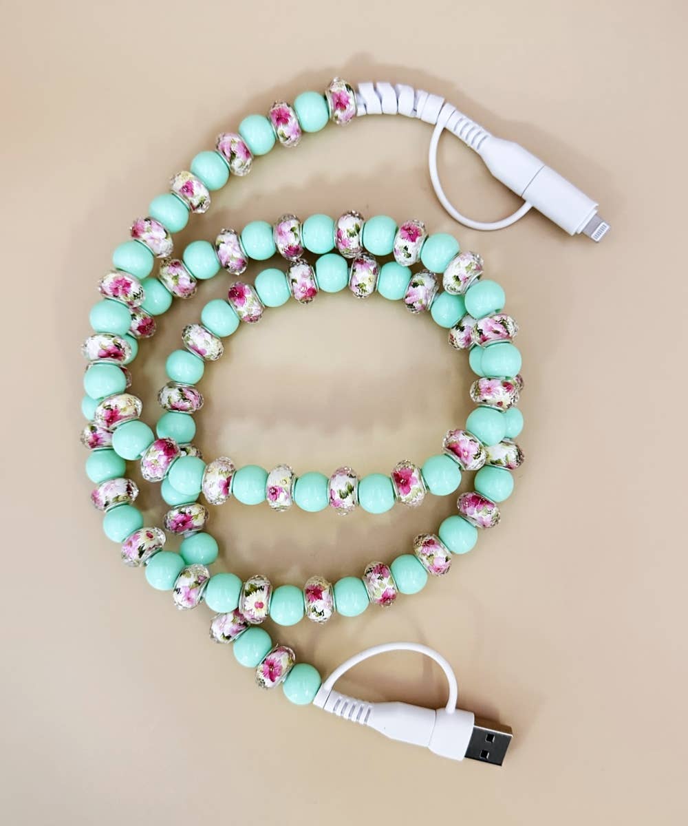 FLOWER BEADED PHONE CHARGING CABLE 4-IN-1