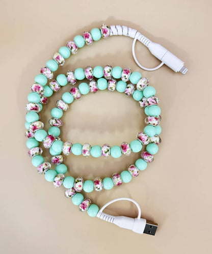 FLOWER BEADED PHONE CHARGING CABLE 4-IN-1