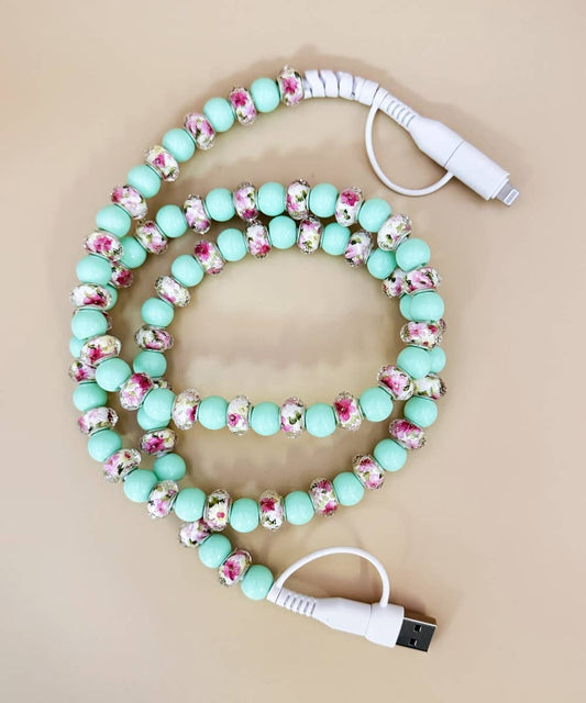 FLOWER BEADED PHONE CHARGING CABLE 4-IN-1