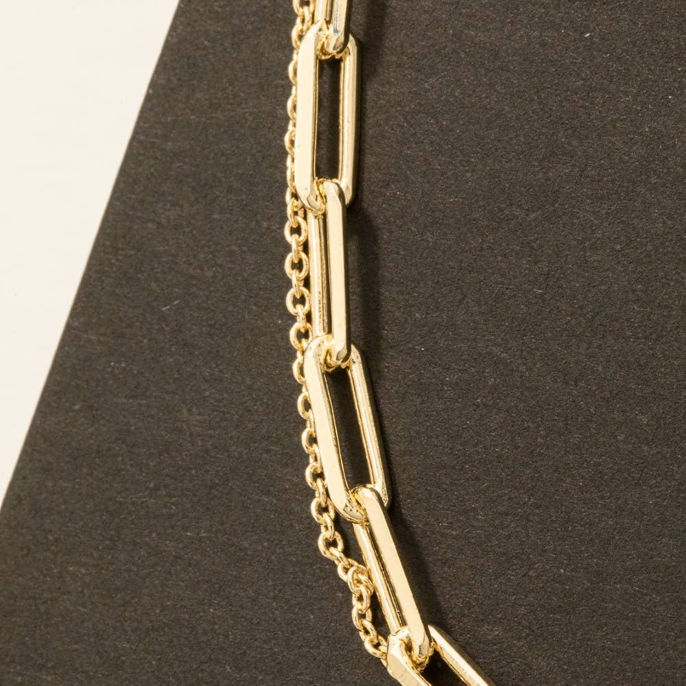 Double Chain Layered Necklace: G