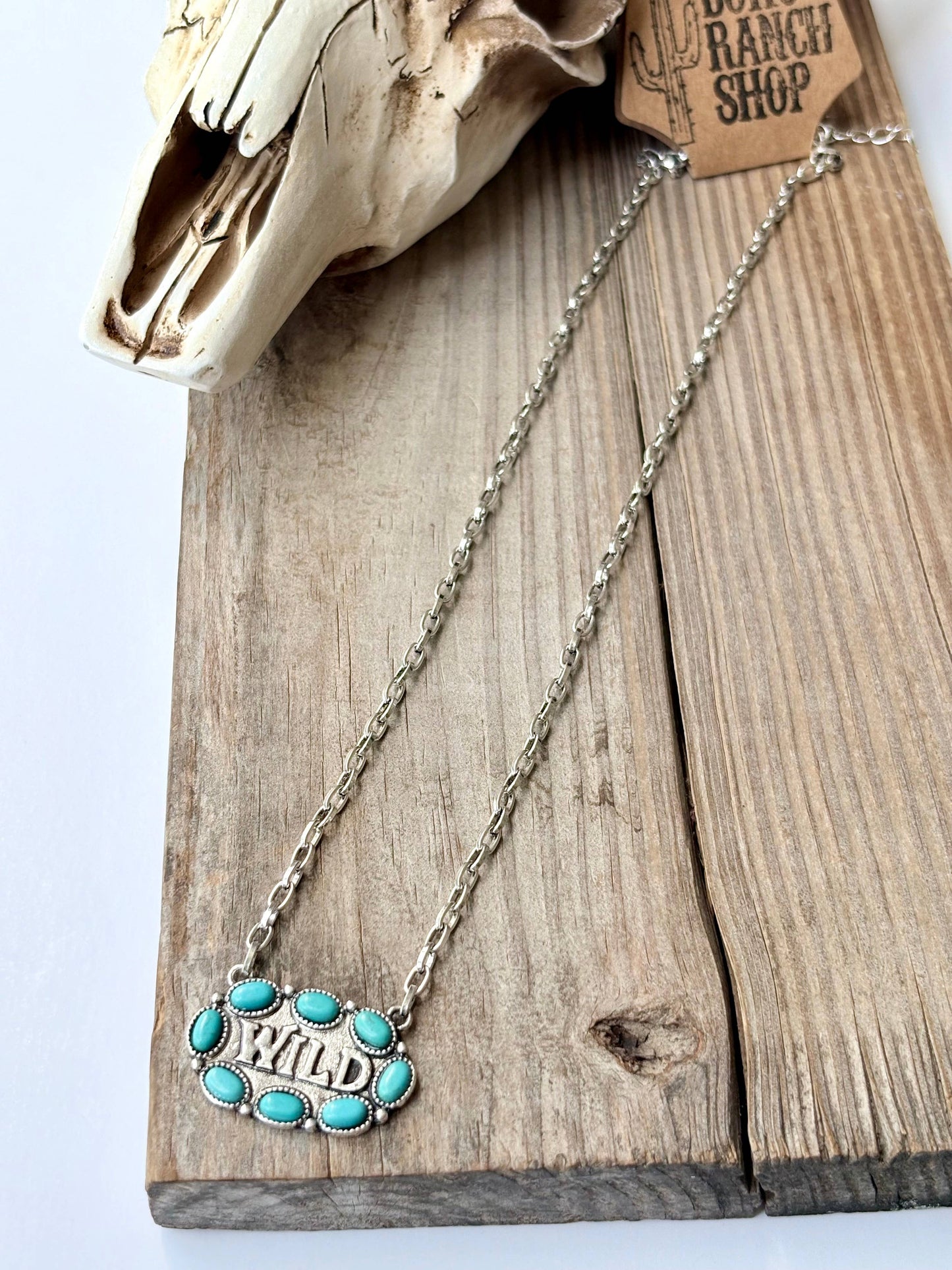 Western WILD Stone Pendant Necklace: Turquoise