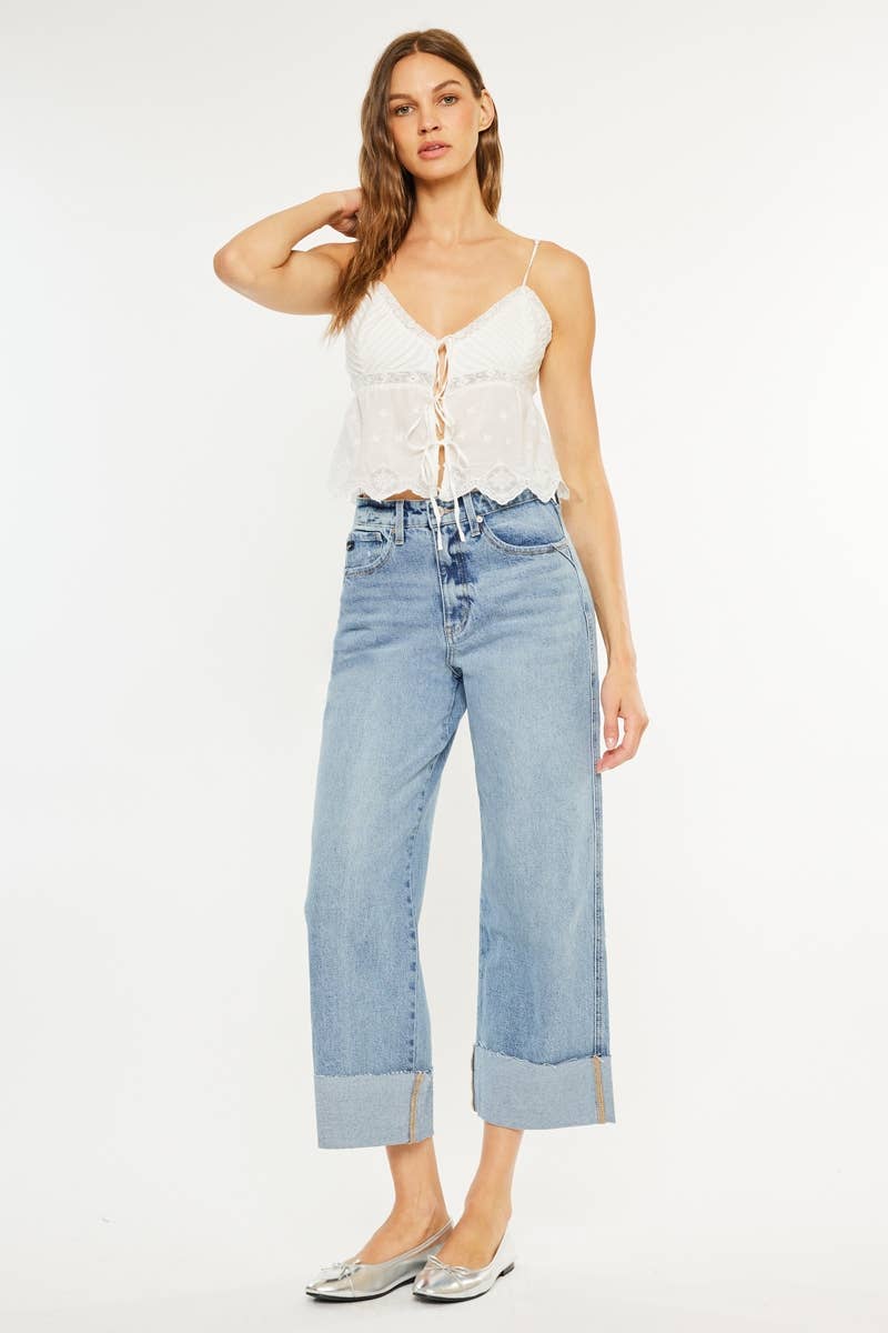 OPEN PACK 90'S CROPPED WIDE LEG JEANS-KC5523M: MEDIUM