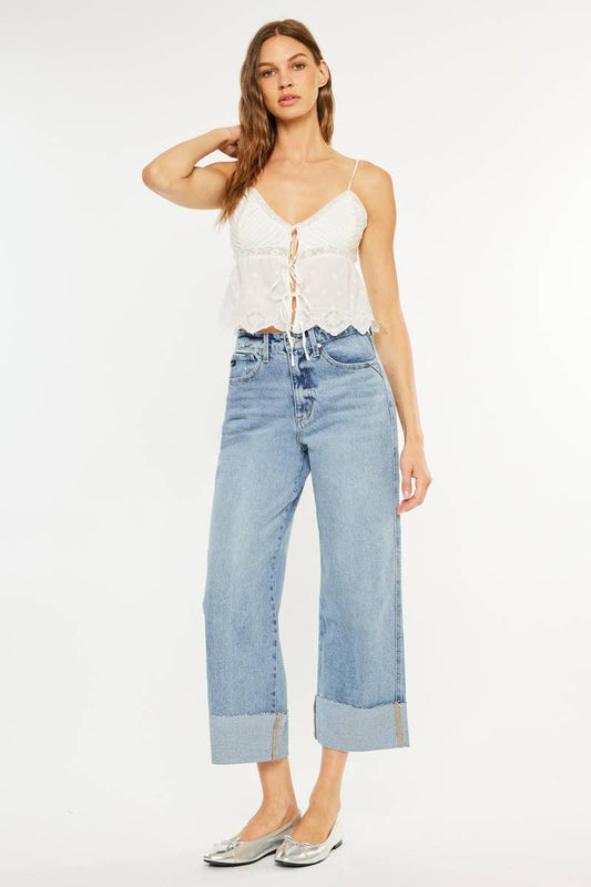 OPEN PACK 90'S CROPPED WIDE LEG JEANS-KC5523M: MEDIUM
