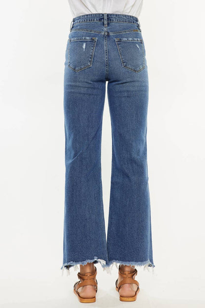 OPEN PACK HIGH RISE SLIM WIDE LEG JEANS-KC2529M-OP: MEDIUM