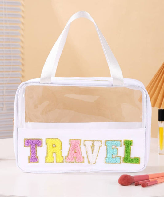 TRAVEL LETTER CLEAR MAKEUP BAG : White