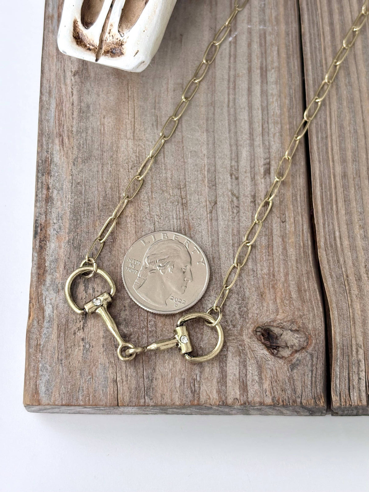 Western Style Rhinestone Horsebit Pendant Necklace