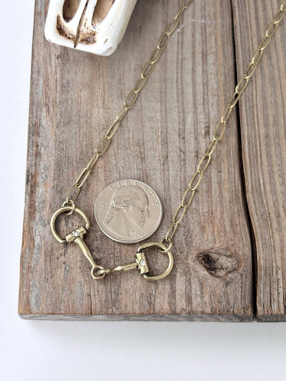 Western Style Rhinestone Horsebit Pendant Necklace