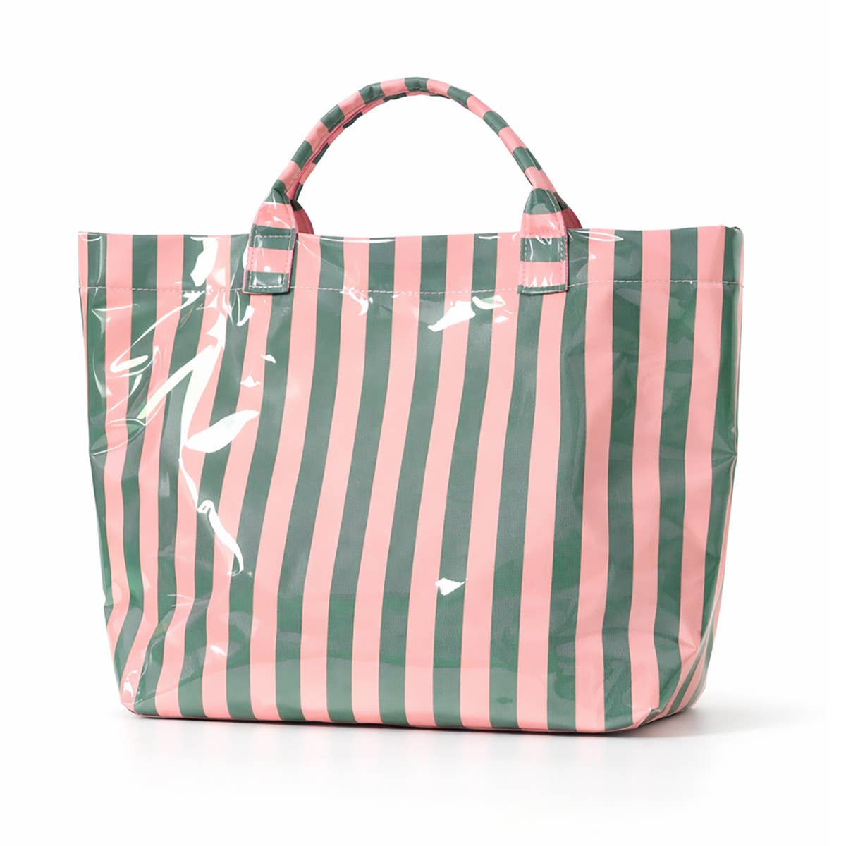 Colorblock Striped Tote Bag Cherry Waterproof Beach Bag: GPink / M