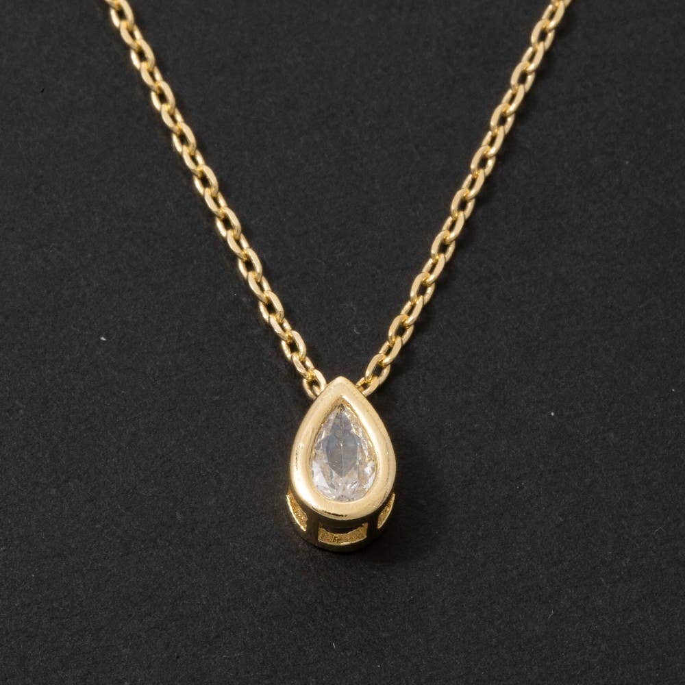 Teardrop Cz Pendant Chain Necklace: S