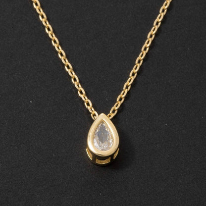 Teardrop Cz Pendant Chain Necklace: S