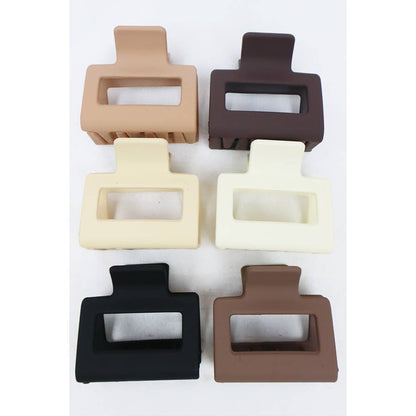 Neutral Tone Matte Rectangle Medium Hair Clip: MIX COLOR