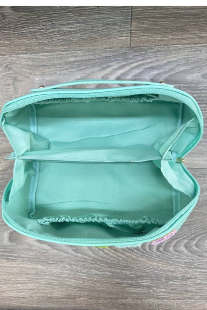PU MAKEUP BAG WITH STUFF : Turquoise
