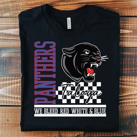 Brenda- Taloga Panthers We Bleed Spirit Tee: Black Adult  Long Sleeve