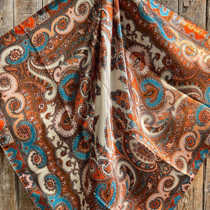 Tan & Cream Paisley Wild Rag - Western Scarf