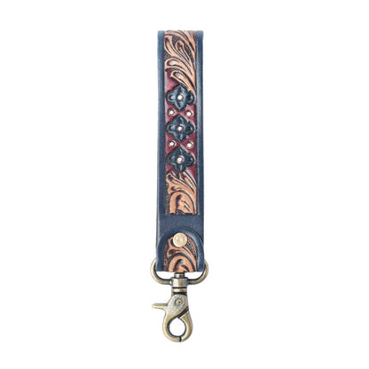 Wild Garnet Handtooled Leather Keyfob in Canyon Shadow: Canyon Shadow