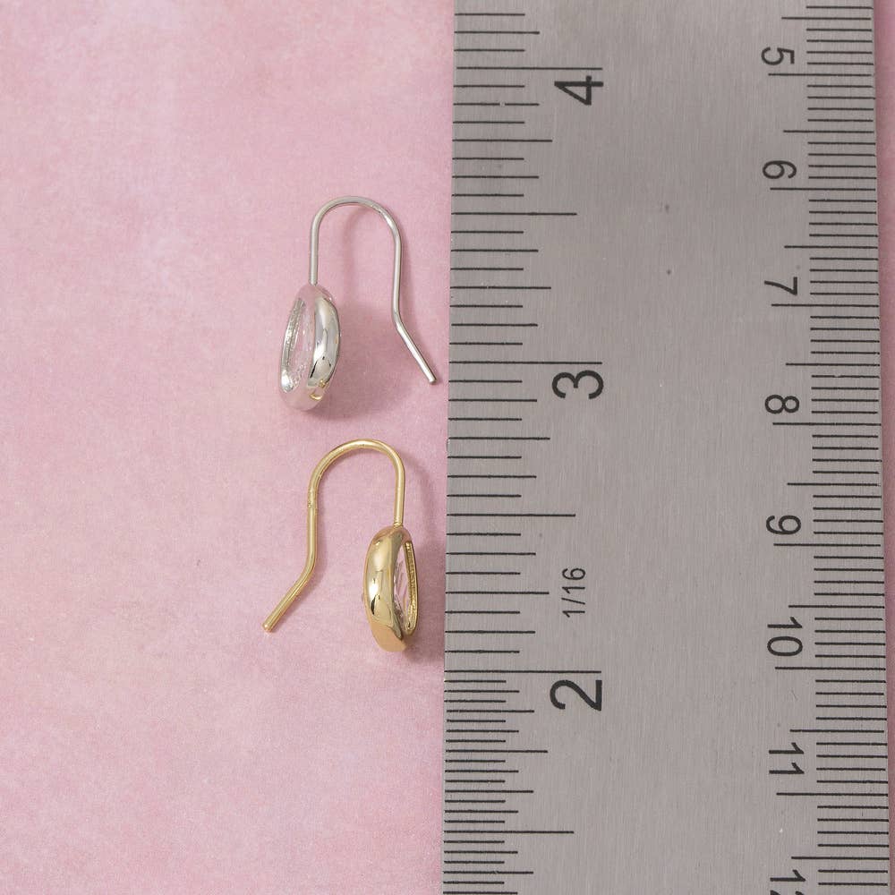 Gold Dipped Small Teardrop Bezel Cz Wire Earrings: GOLD