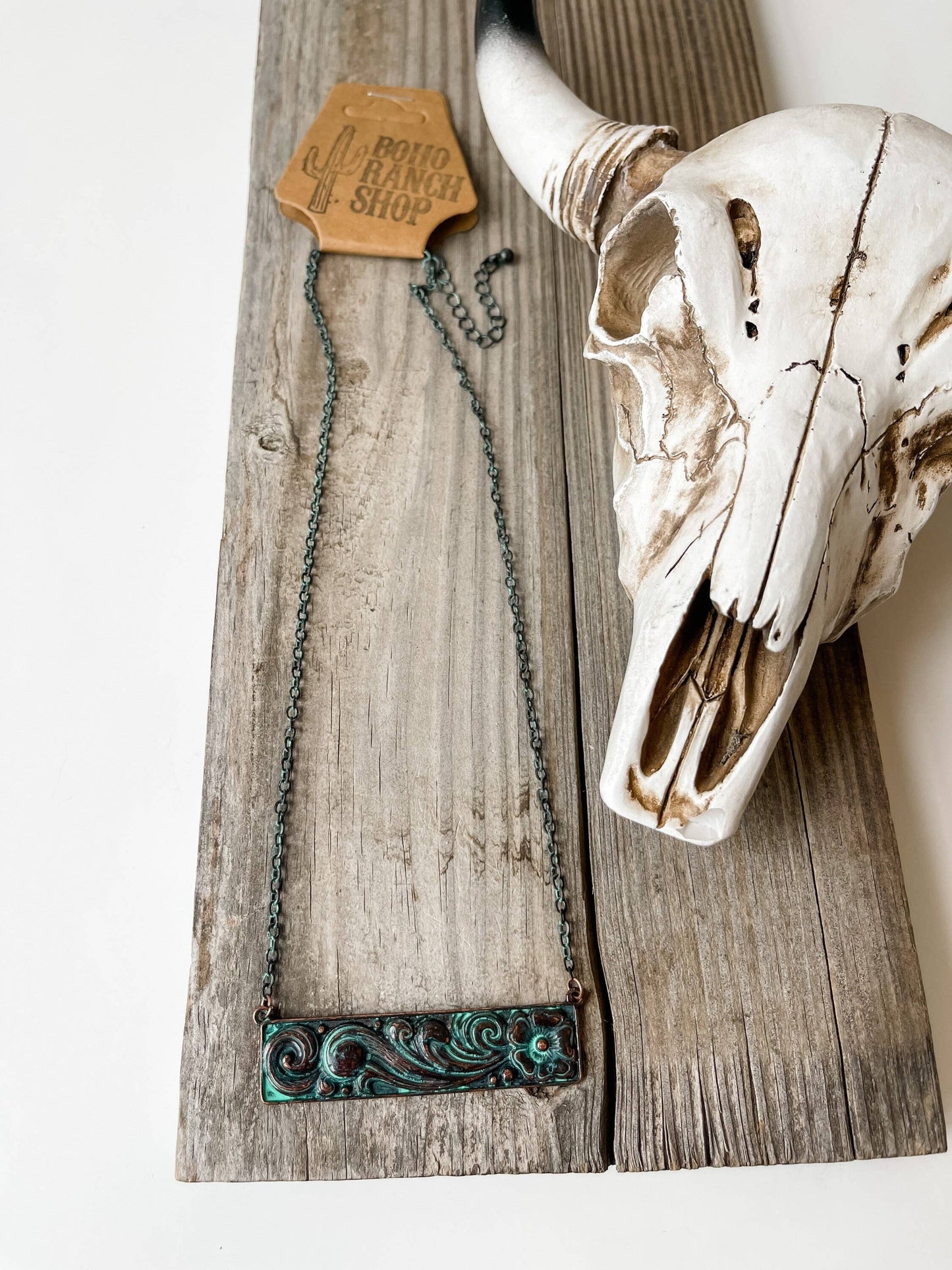 Floral Casting Bar Necklace Western Pendant Necklace Choker: Silver
