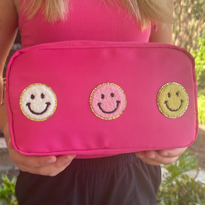 Cosmetic or Toiletry Bag with Varsity Letter Patches: Light Pink with DANCE