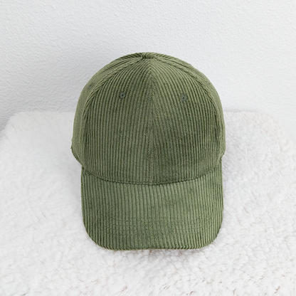 Corduroy Hat With Mama Square Leather Patch: Pink