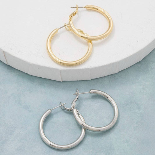 Classic Latch Tube Hoop Earrings: G