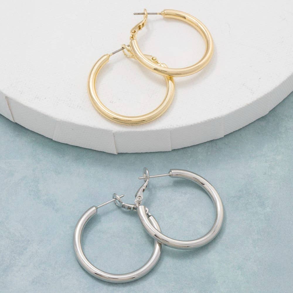 Classic Latch Tube Hoop Earrings: S
