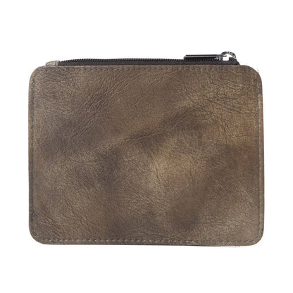 Driftwood Cove Embossed Leather Credit Card Holder in Olive Brown: Olive Brown