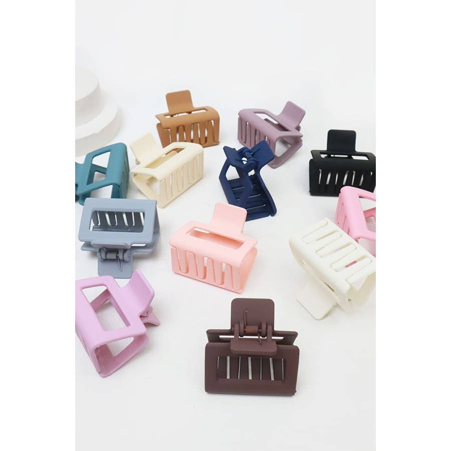 Matte Color Rectangle Medium Hair Clip: MIX COLOR