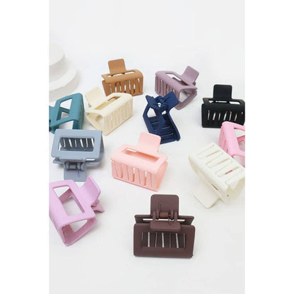 Matte Color Rectangle Medium Hair Clip: MIX COLOR