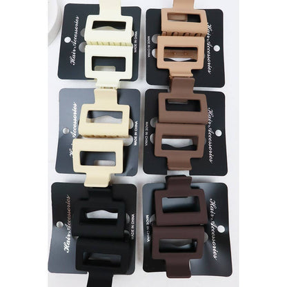 Neutral Tone Matte Rectangle Medium Hair Clip: MIX COLOR