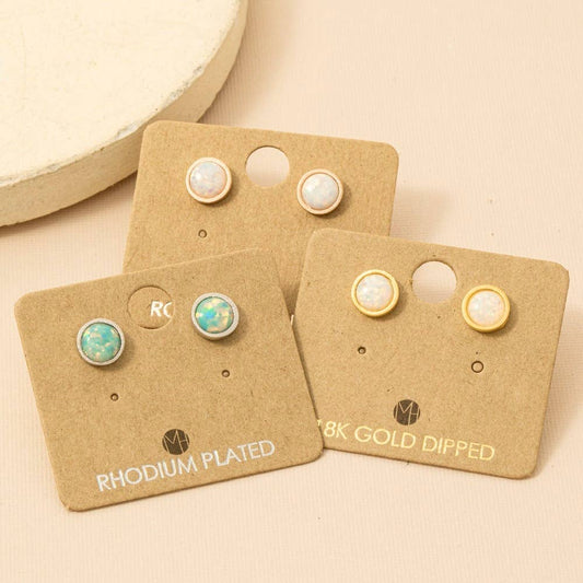 Circular Opal Stud Earrings: S