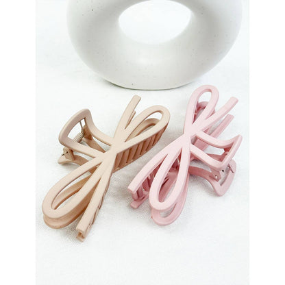 Soft Tone Jumbo Knotted Bow Hair Clip Claw: MIX COLOR