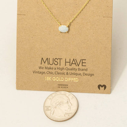 Gold Dipped Oval Opal Pendant Necklace: G