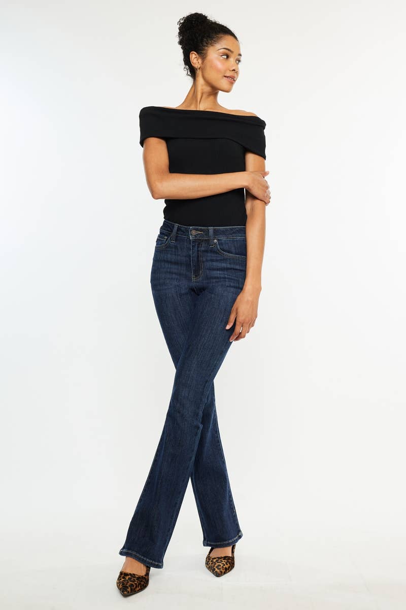 OPEN PACK HIGH RISE BOOTCUT JEANS-KC70005D: DARK