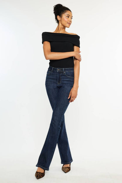 OPEN PACK HIGH RISE BOOTCUT JEANS-KC70005D: DARK